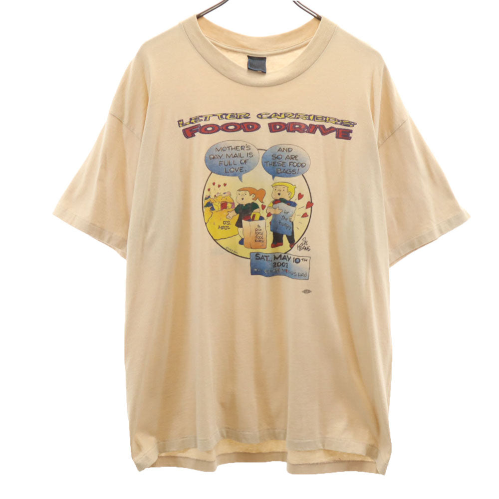 PLATINUM PLUS 00s USA製 シングルステッチ 半袖 Tシャツ XL ベージュ メンズ