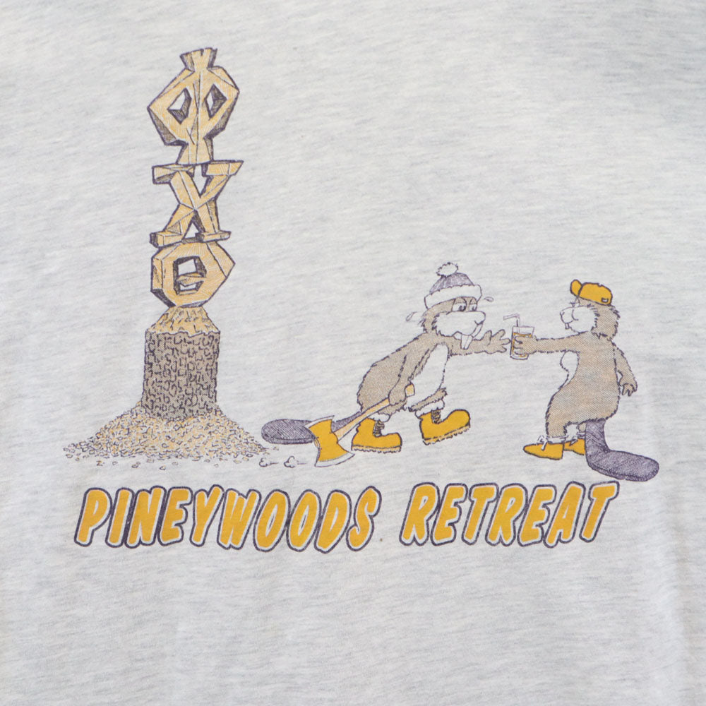 Hanes ヘインズ 90s USA製 オールド シングルステッチ バックプリント 半袖 Tシャツ XL グレー メンズ