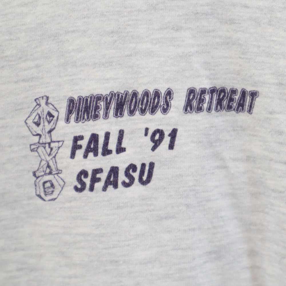 Hanes ヘインズ 90s USA製 オールド シングルステッチ バックプリント 半袖 Tシャツ XL グレー メンズ