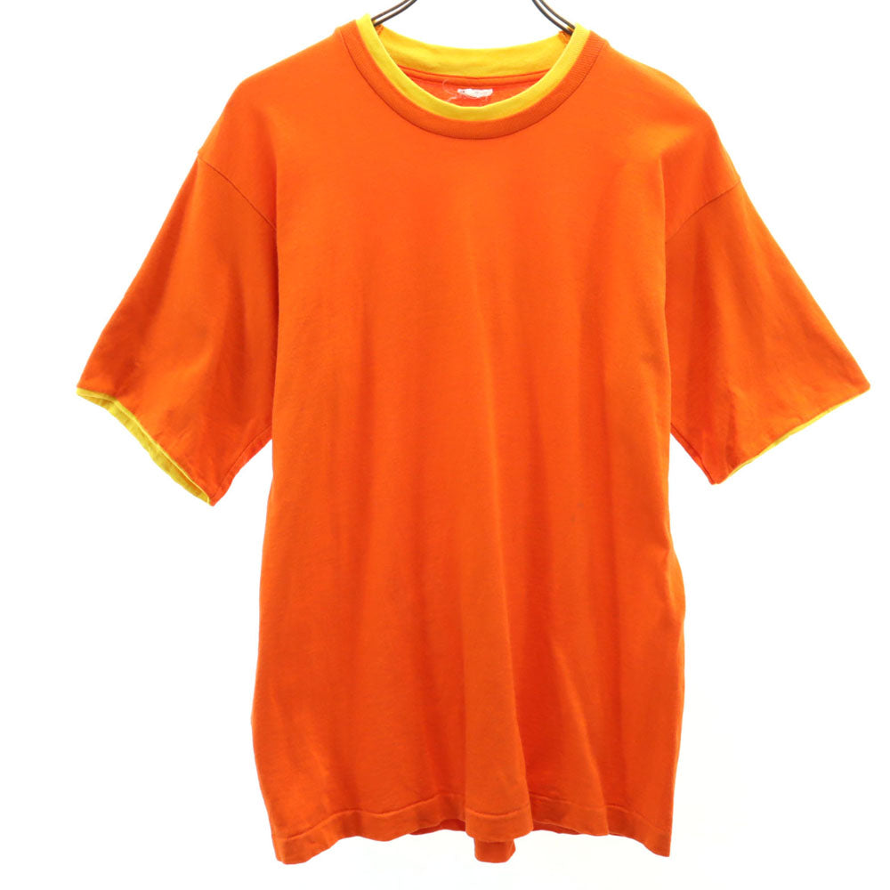 OLD オールド 90s 切り替え 半袖 Tシャツ M オレンジ メンズ