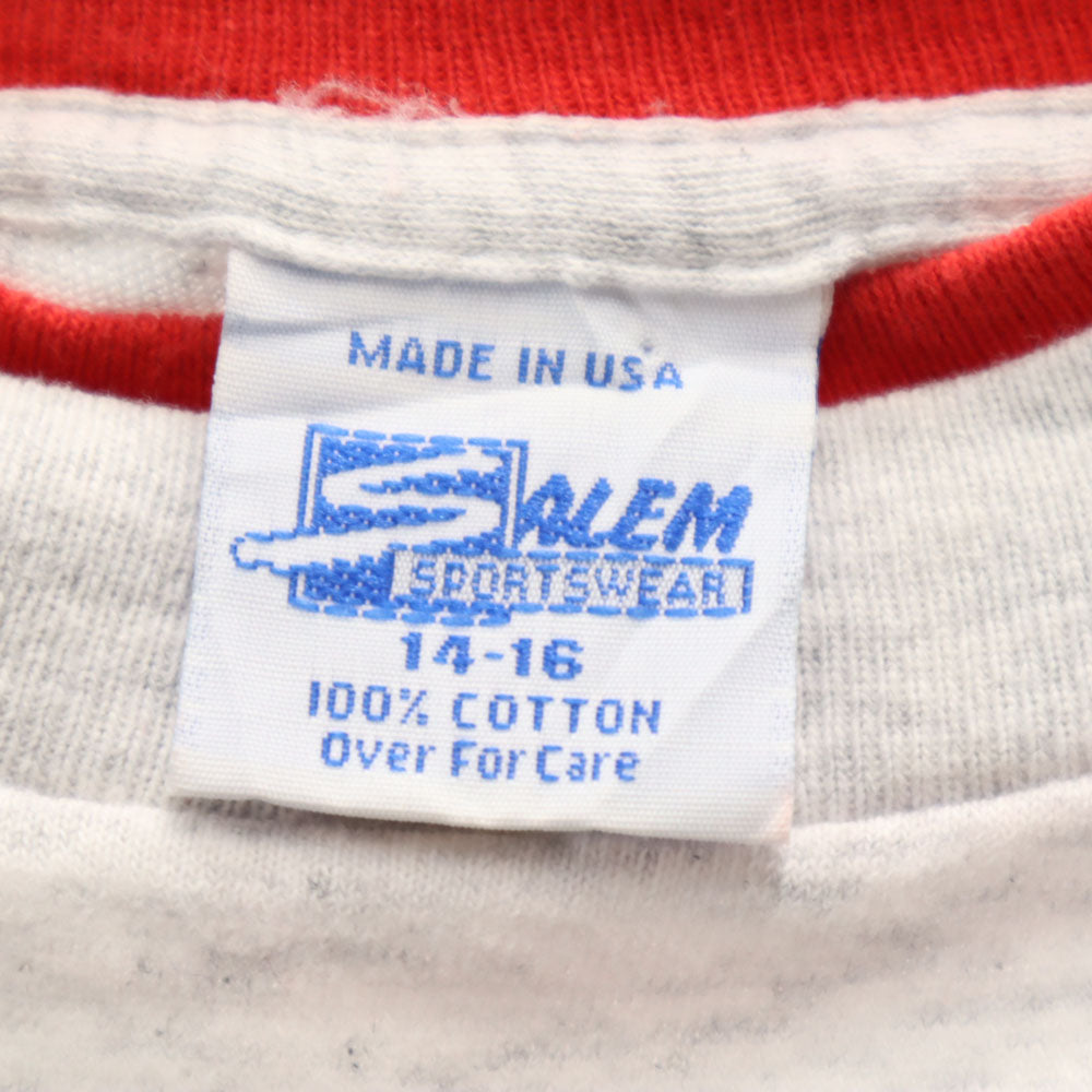 SALEM セーラム 90s USA製 半袖 NHL シカゴ・ブラックホークス オールド Tシャツ 14-16 ライトグレー レイヤード キッズ