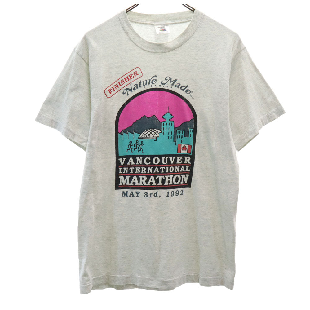 FRUIT OF THE LOOM フルーツオブザルーム 90s カナダ製 半袖 シングルステッチ オールド Tシャツ M ライトグレー マラソン メンズ