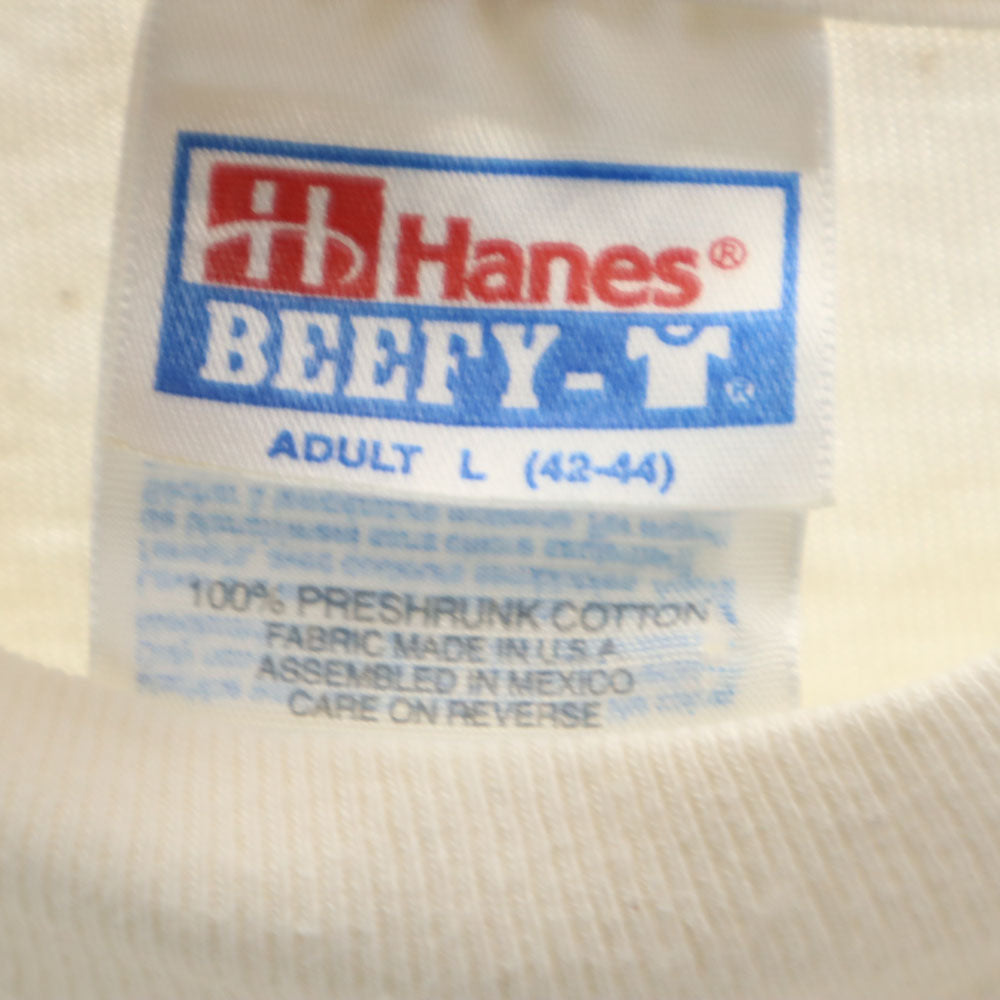 Hanes ヘインズ 90s 半袖 シングルステッチ オールド Tシャツ L オフホワイト BEEFY-T メンズ
