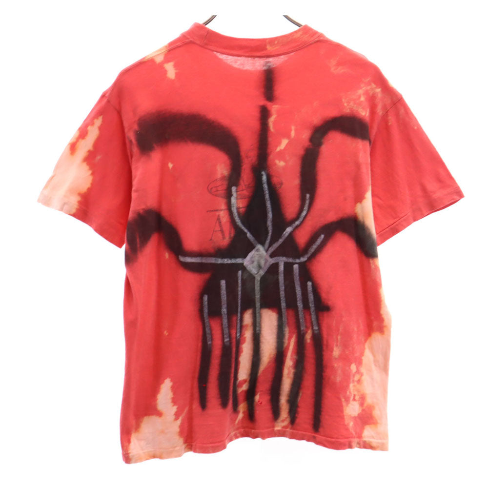オールド 90s 半袖 シングルステッチ オールド Tシャツ レッド系 OLD ブリーチ ペイント メンズ