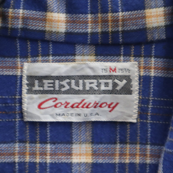 LEISURDY 80s 90s USA製 オールド ヴィンテージ 長袖 コーデュロイシャツ M ネイビー LEISURDY メンズ