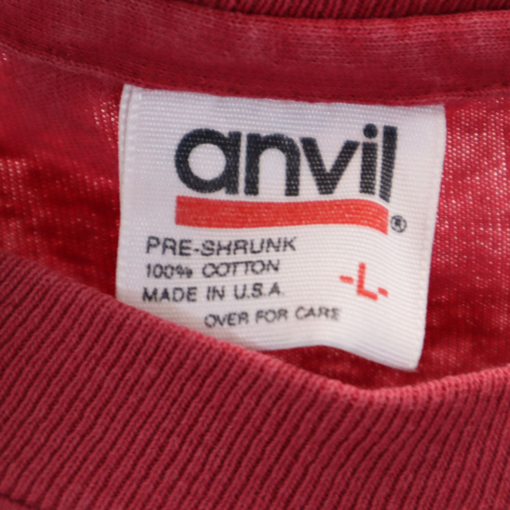 anvil アンヴィル 90s USA製 オールド 長袖 シングルステッチ Tシャツ L ピンクレッド系 ロンT メンズ