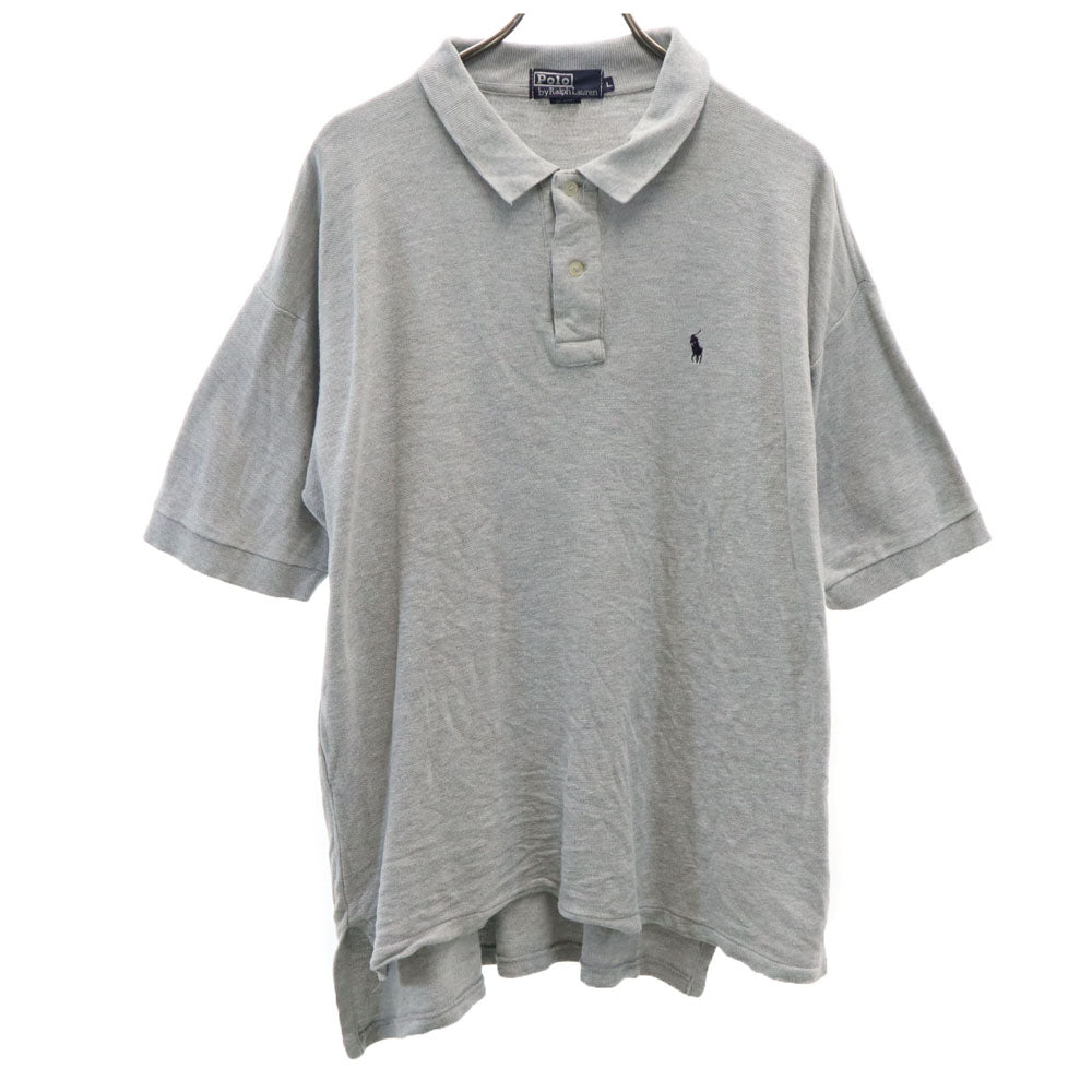 ポロバイラルフローレン USA製 半袖 ポロシャツ L グレー Polo by Ralph Lauren 鹿の子 メンズ