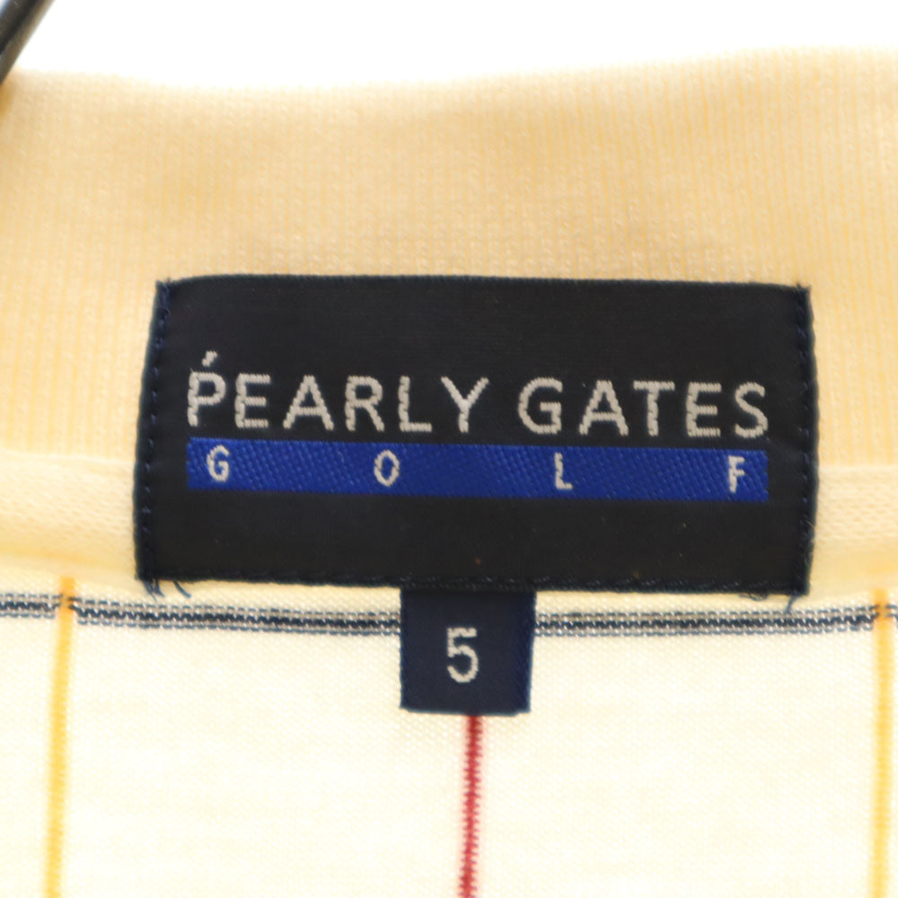 パーリーゲイツ 日本製 チェック柄 ゴルフ 半袖 ポロシャツ 5 アイボリー系 PEARLY GATES メンズ