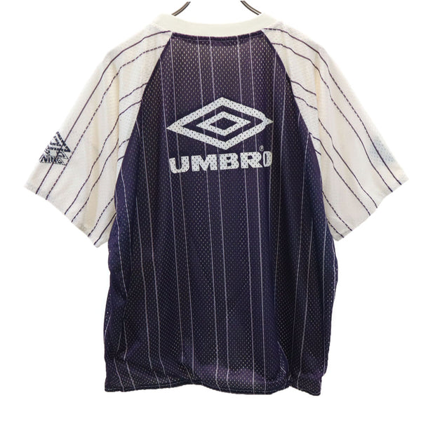 アンブロ ストライプ柄 半袖 リバーシブル Tシャツ 白×ネイビー umbro メンズ