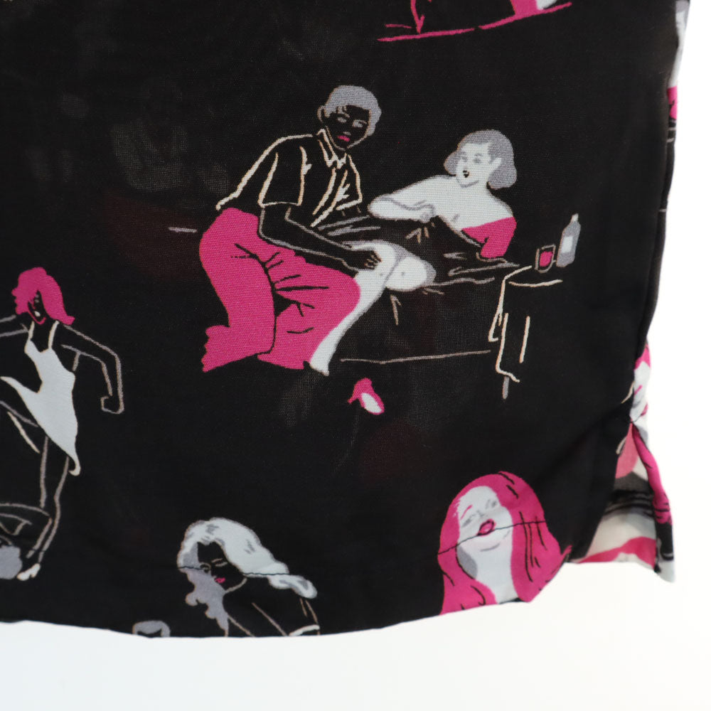 アロハラグ 日本製 総柄 半袖 オープンカラーシャツ M ブラック系 Aloha Rug メンズ