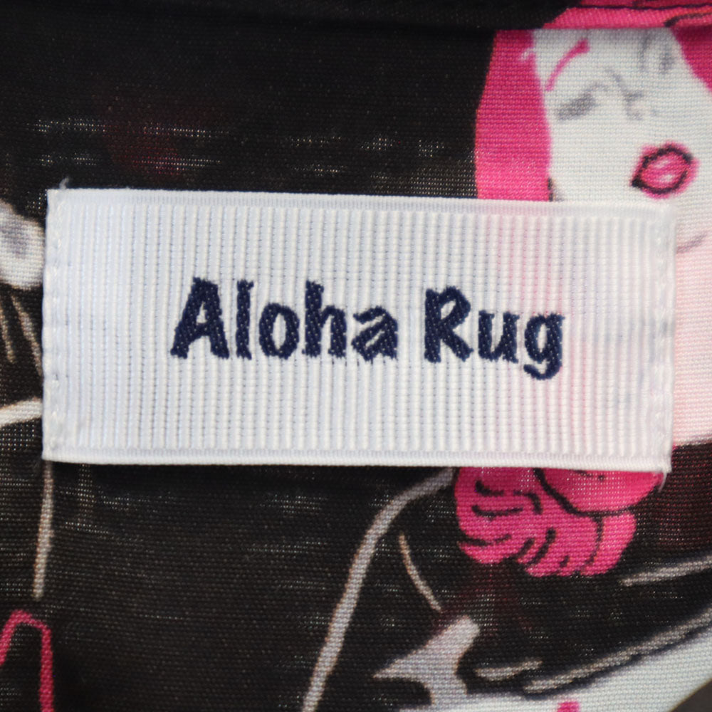 アロハラグ 日本製 総柄 半袖 オープンカラーシャツ M ブラック系 Aloha Rug メンズ