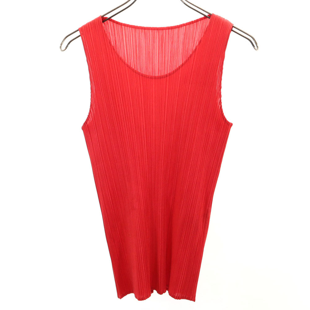 PLEATS PLEASE プリーツプリーズ 90s イッセイミヤケ 日本製 オールド タンクトップ 3 赤 ISSEY MIYAKE カットソー レディース