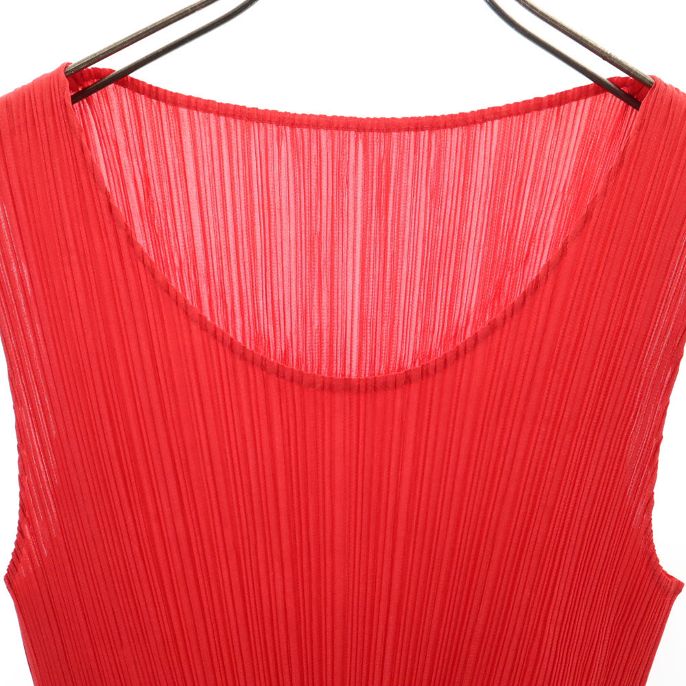 PLEATS PLEASE プリーツプリーズ 90s イッセイミヤケ 日本製 オールド タンクトップ 3 赤 ISSEY MIYAKE カットソー レディース