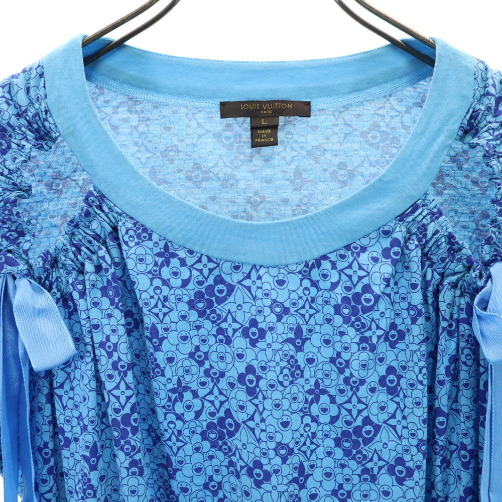 ルイヴィトン 総柄 半袖 カットソー L ブルー系 LOUIS VUITTON Tシャツ レディース