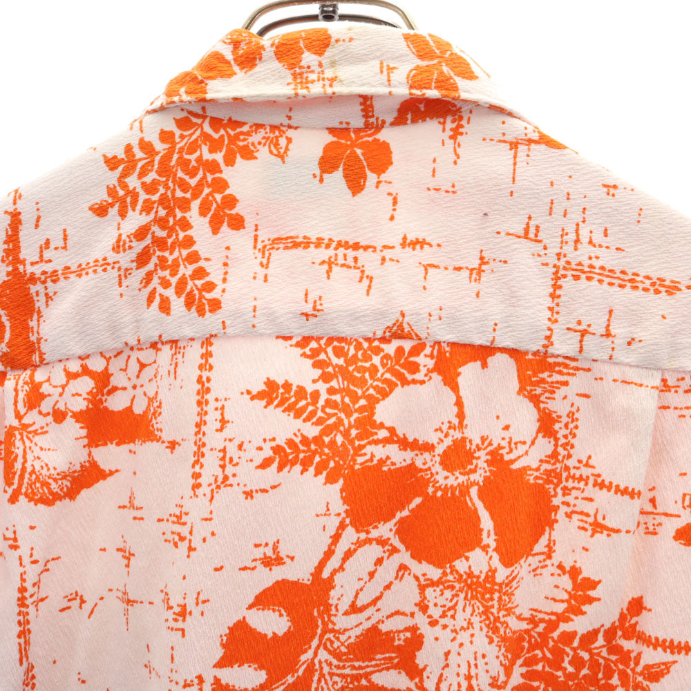 メイドインハワイ 70s ヴィンテージ 半袖 オープンカラー 開襟 アロハシャツ M オレンジ 他 メンズ