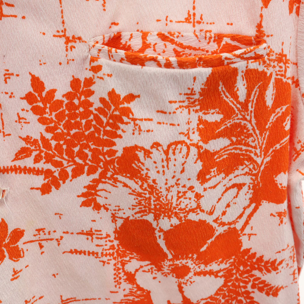 メイドインハワイ 70s ヴィンテージ 半袖 オープンカラー 開襟 アロハシャツ M オレンジ 他 メンズ