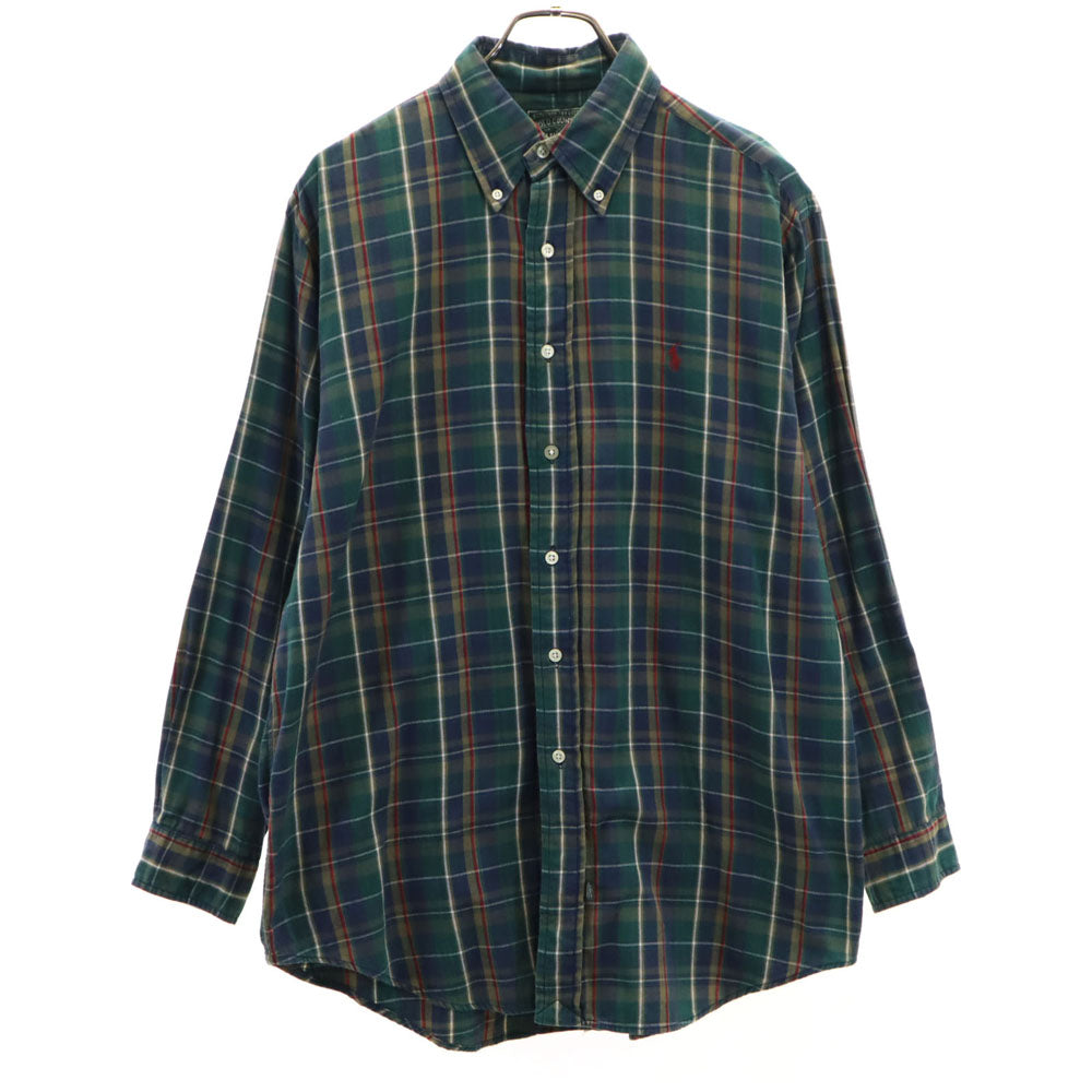 ポロカントリー 80s 90s オールド チェック柄 長袖 ボタンダウンシャツ L グリーン 他 POLO COUNTRY RALPH LAUREN ラルフローレン メンズ