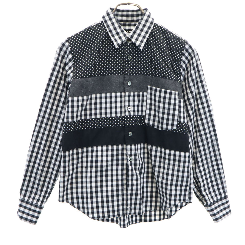 ブラックコムデギャルソン 2013年 日本製 チェック ドット柄 長袖 シャツ XS ブラック 他 BLACK COMME des GARCONS メンズ
