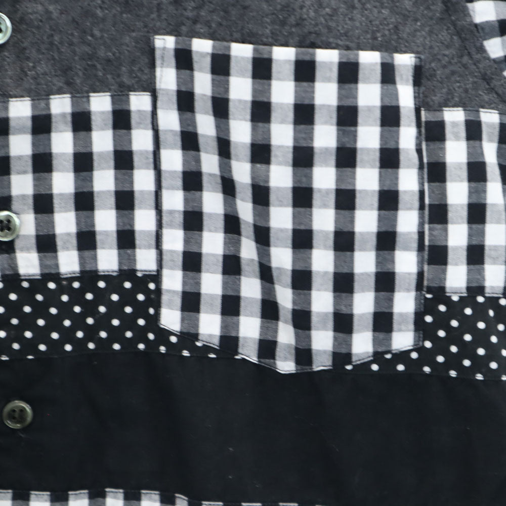 ブラックコムデギャルソン 2013年 日本製 チェック ドット柄 長袖 シャツ XS ブラック 他 BLACK COMME des GARCONS メンズ