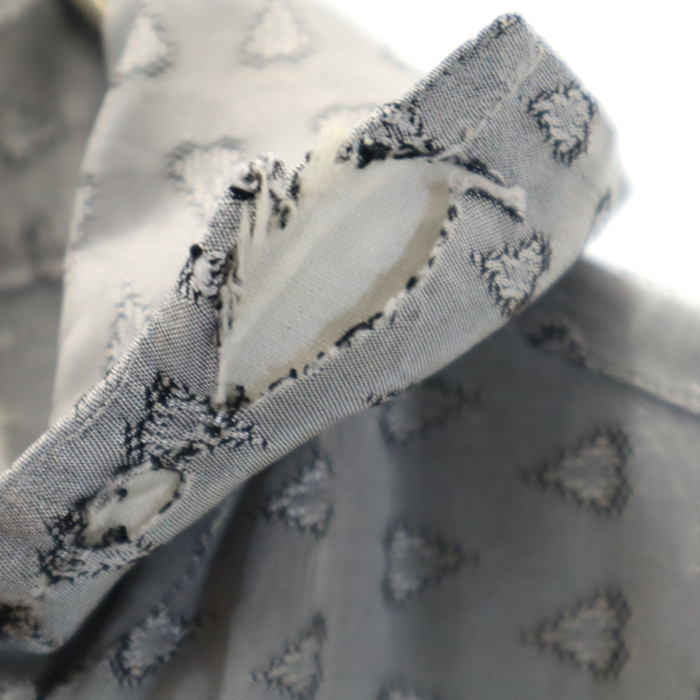 SPORTOP 50s イタリアンカラー ボックスカット 開襟 総柄 長袖 シャツ M グレー メンズ