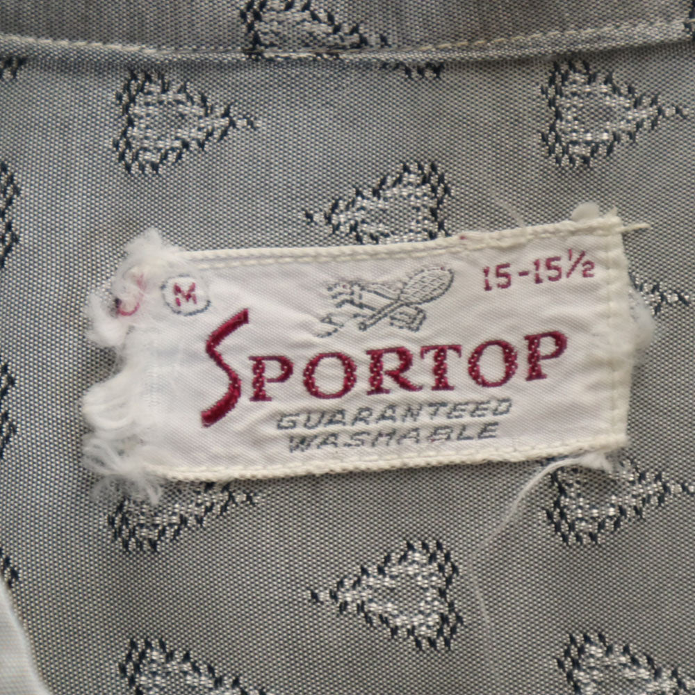 SPORTOP 50s イタリアンカラー ボックスカット 開襟 総柄 長袖 シャツ M グレー メンズ
