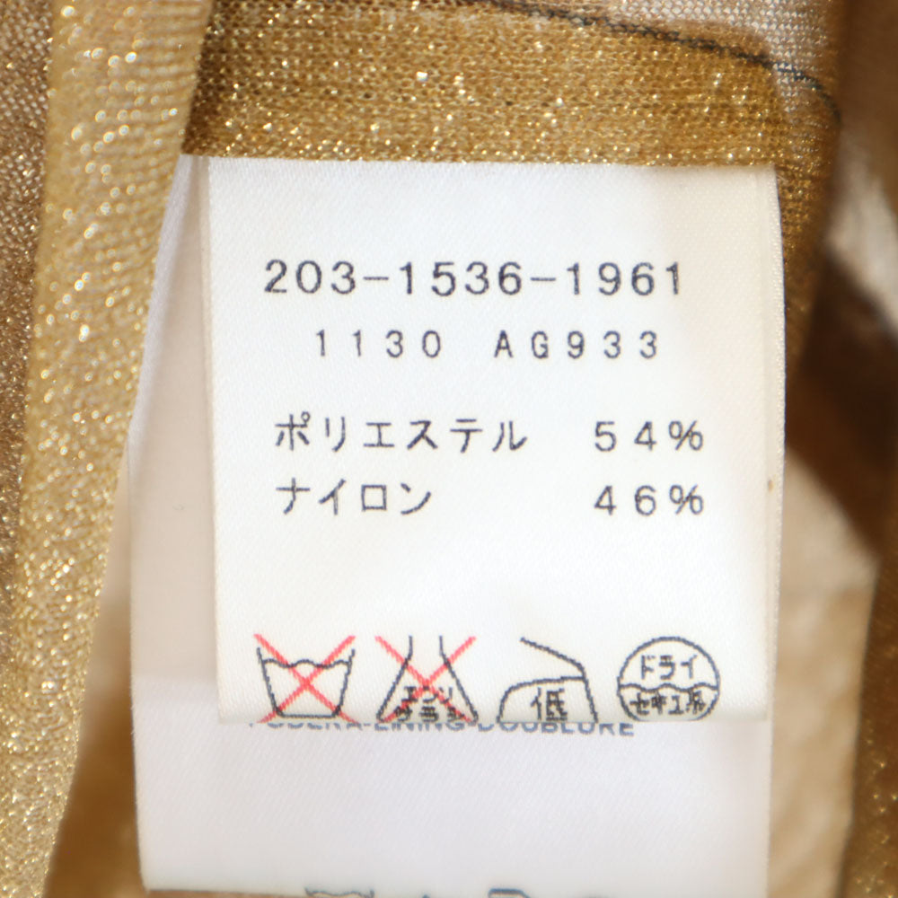 グッチ イタリア製 長袖 Vネック カットソー 42 ゴールド GUCCI ラメ レディース