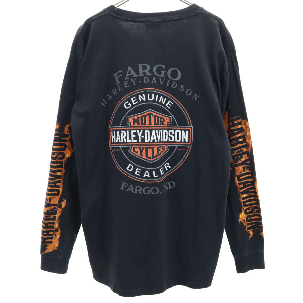 ハーレーダビッドソン 00s スカル 長袖 Tシャツ M ブラック HARLEY
