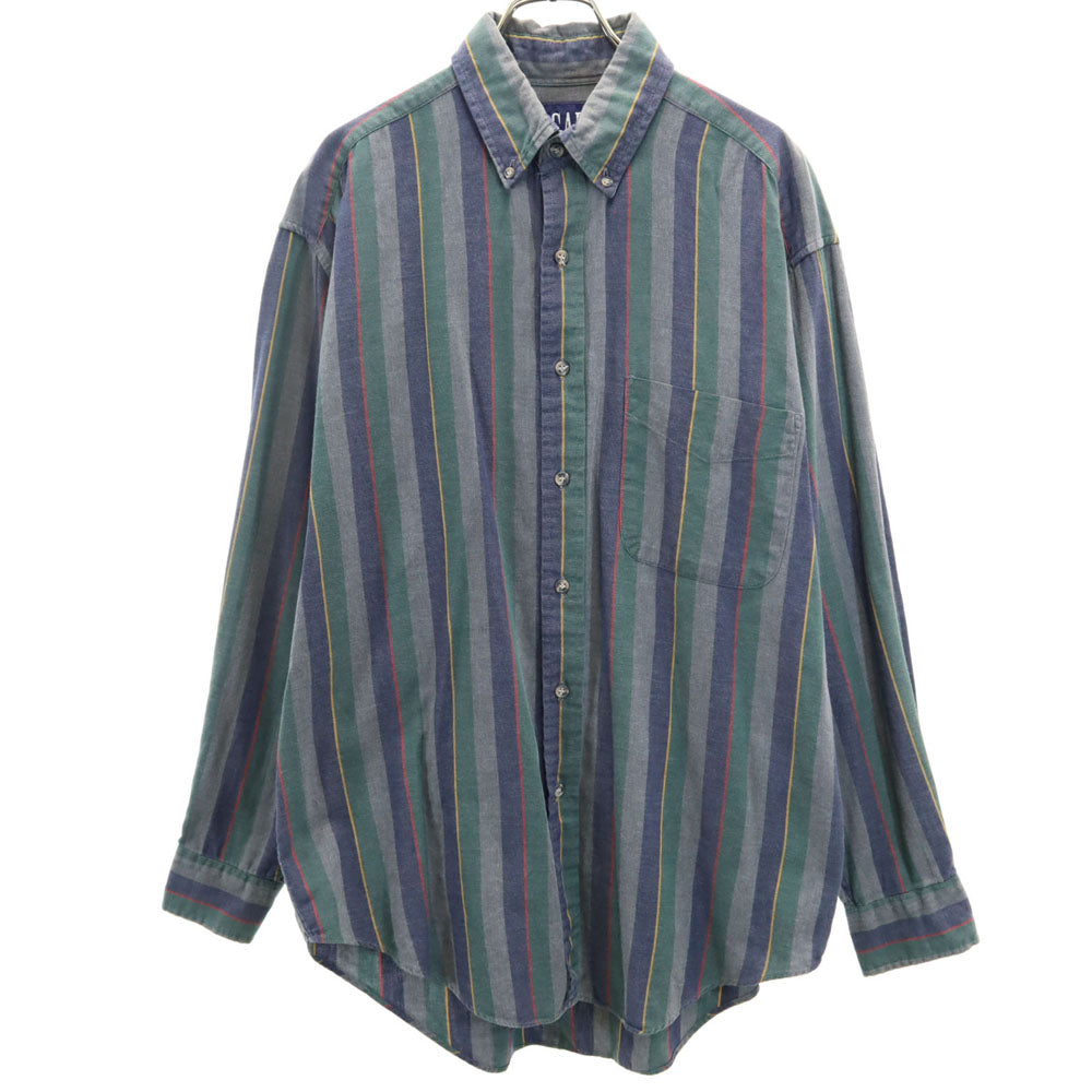 GAP ギャップ 90s オールド ストライプ 長袖 ボタンダウンシャツ M グレー系 メンズ