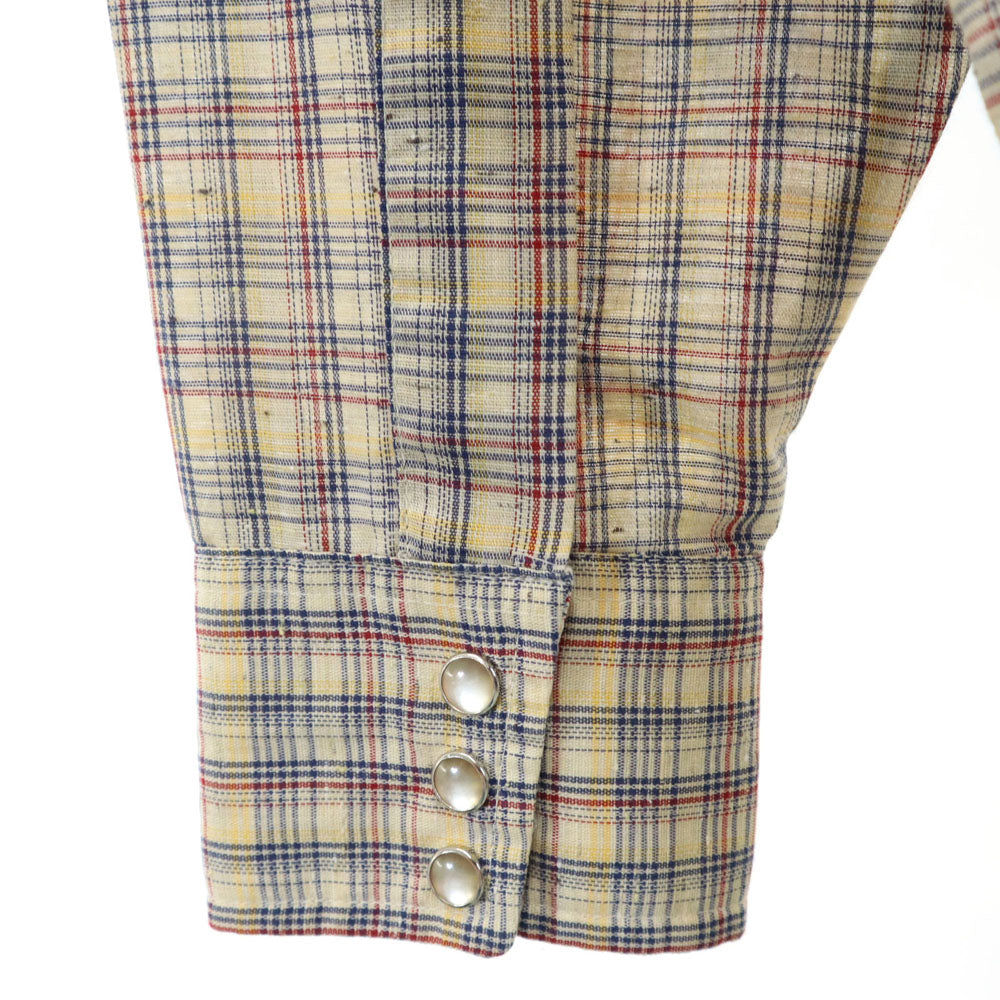 Lee リー 80s USA製 ヴィンテージ チェック 長袖 ウエスタンシャツ ベージュ系 メンズ