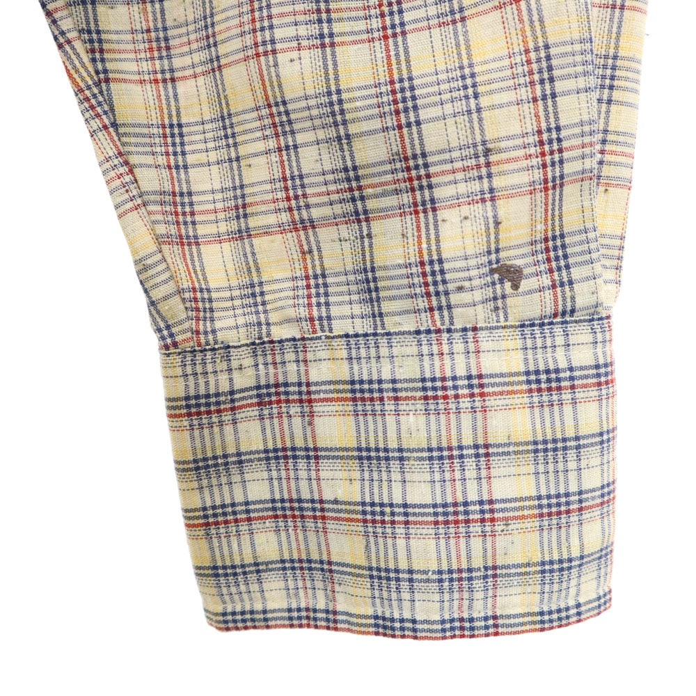 Lee リー 80s USA製 ヴィンテージ チェック 長袖 ウエスタンシャツ ベージュ系 メンズ