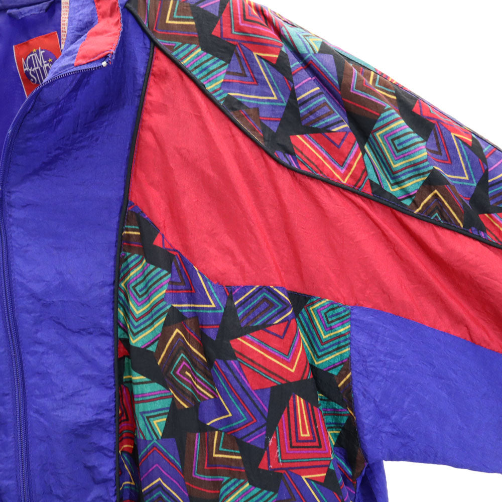 ACTIVESTUDIO 90s オールド 長袖 ナイロンジャケット L ネイビー系 メンズ