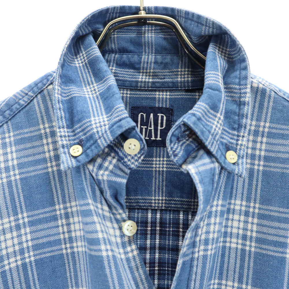 ギャップ 90s オールド チェック 長袖 ボタンダウンシャツ ブルー系 GAP メンズ