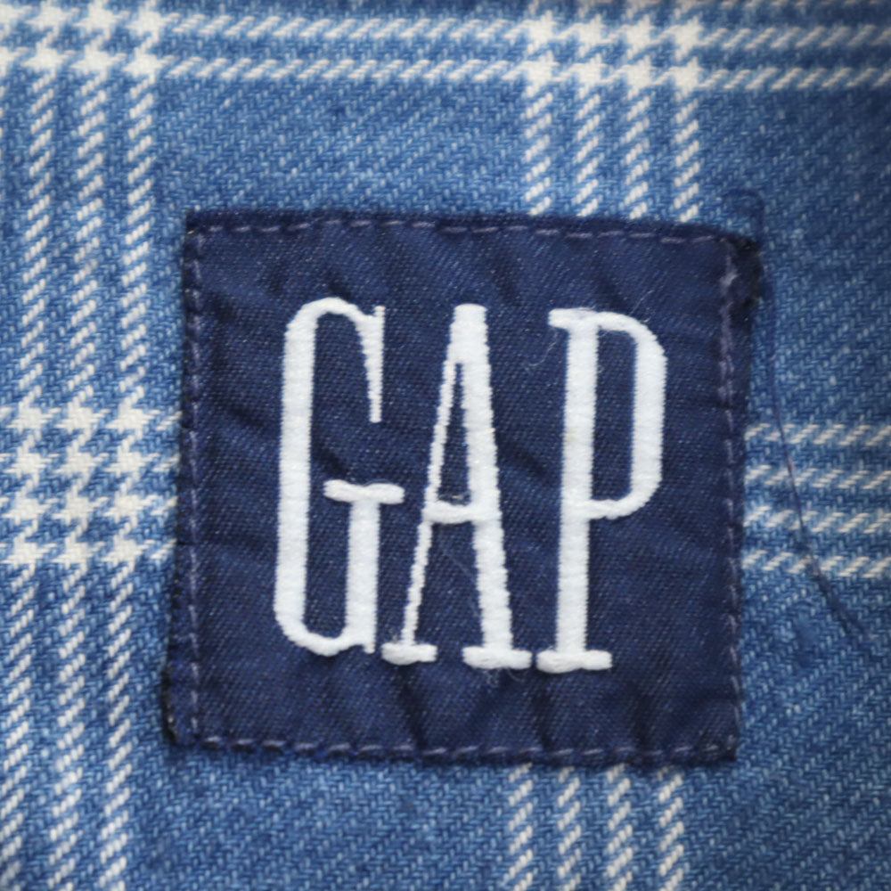 ギャップ 90s オールド チェック 長袖 ボタンダウンシャツ ブルー系 GAP メンズ