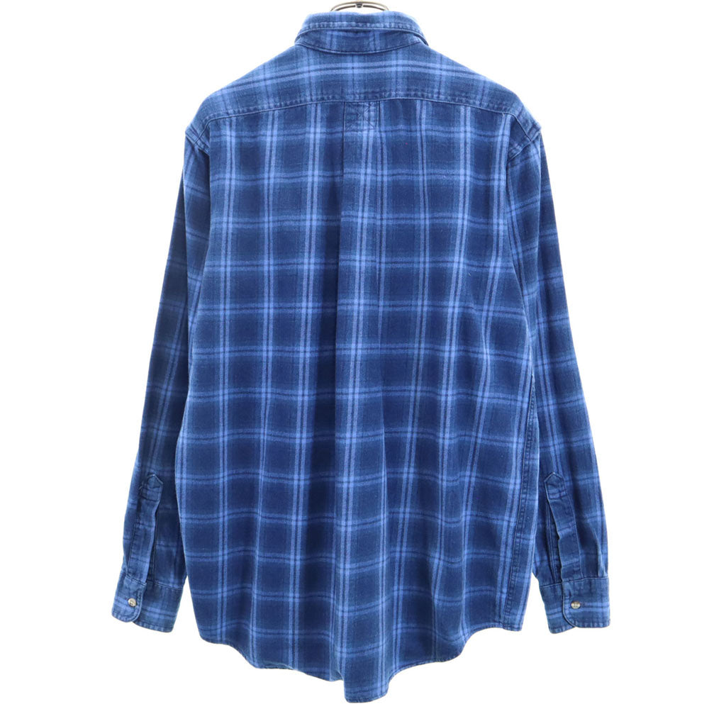 L.L.Bean エルエルビーン 80s アウトドア USA製 ヴィンテージ チェック柄 長袖 ボタンダウンシャツ S 青紺 レディース