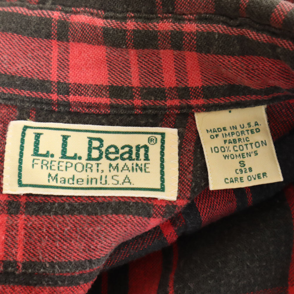 L.L.Bean エルエルビーン 80s アウトドア USA製 ヴィンテージ チェック柄 長袖 ボタンダウンシャツ S レッド レディース