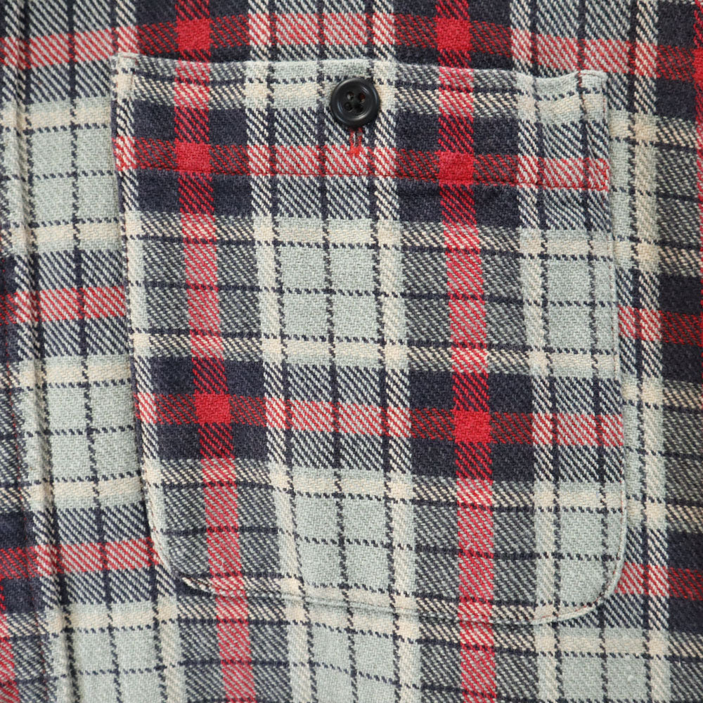 RRL ダブルアールエル 90s 初期タグ 赤3星 オールド チェック柄 長袖 ネルシャツ S グレー RALPH LAUREN ラルフローレン メンズ
