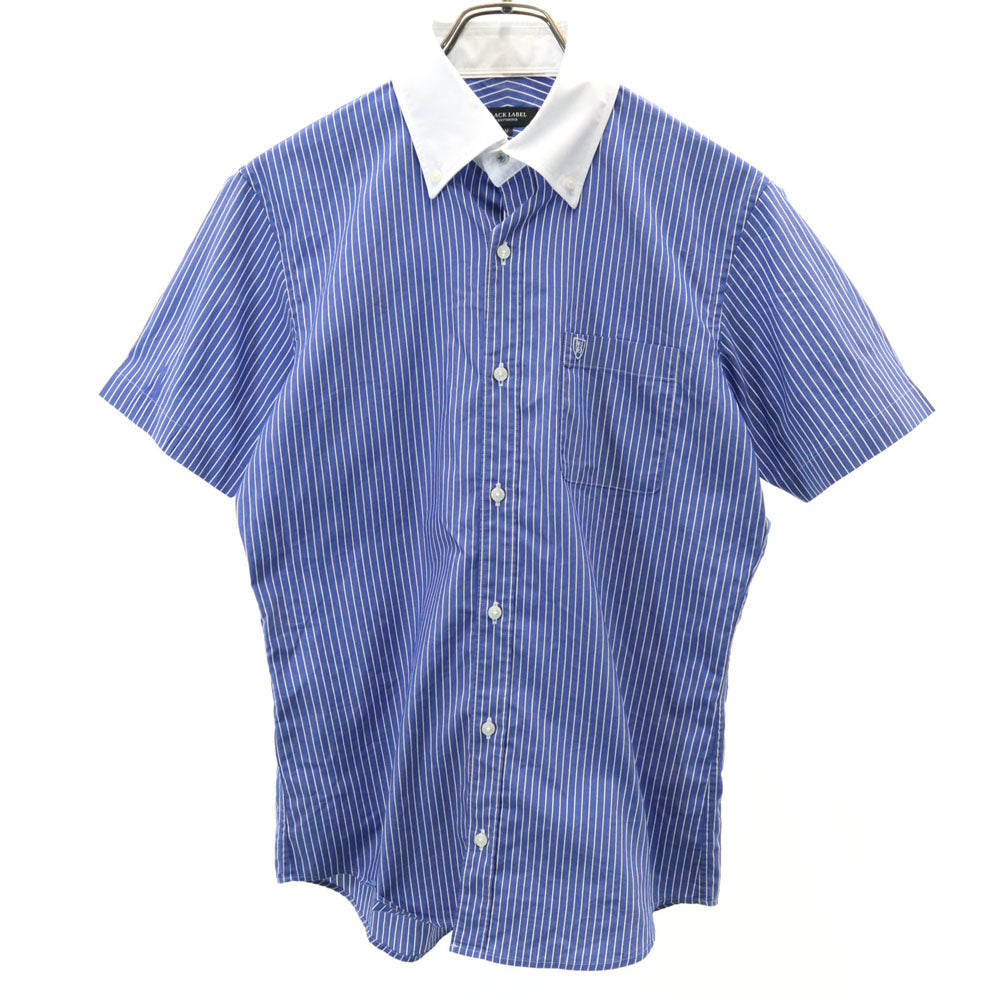 BLACK LABEL CRESTBRIDGE ブラックレーベルクレストブリッジ ストライプ柄 半袖 ボタンダウンシャツ M 青紫系 レディース