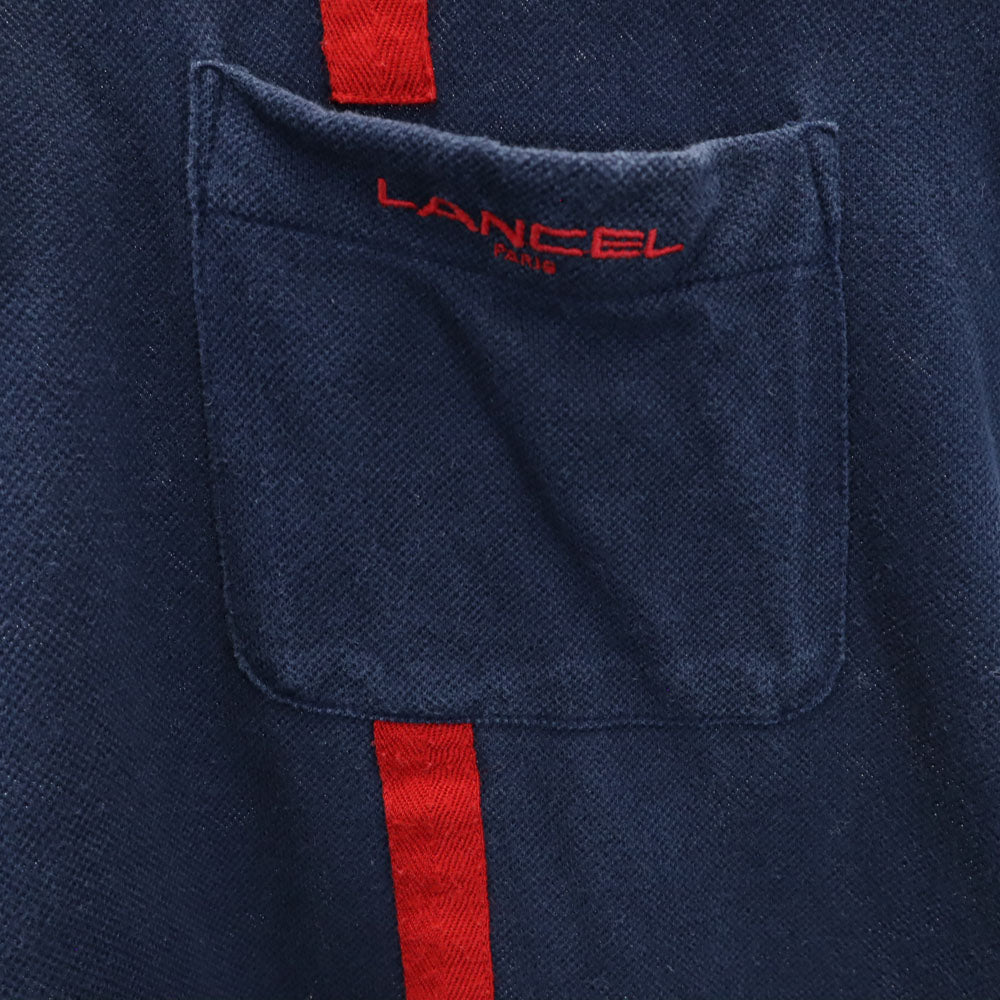 ランセル 日本製 半袖 ポロシャツ LA ネイビー系 LANCEL 鹿の子 メンズ