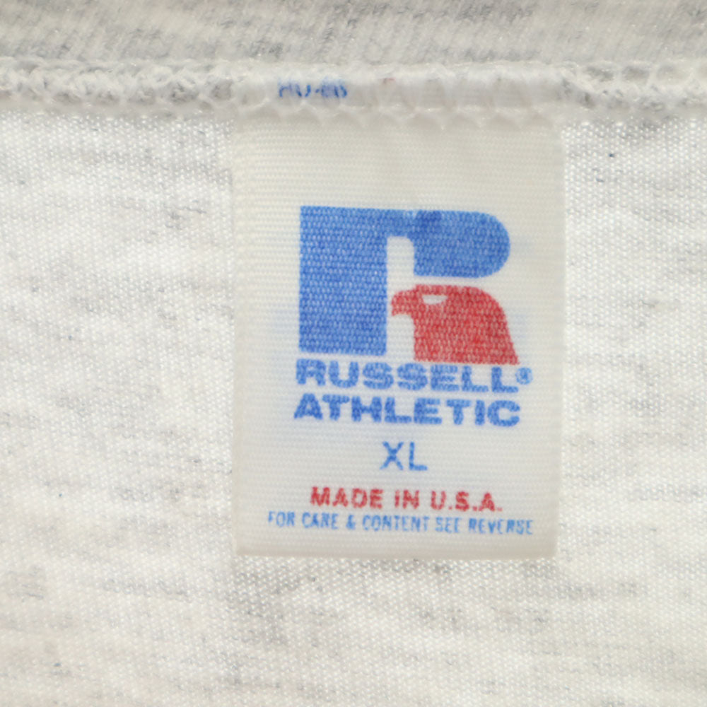 ラッセルアスレチック 90s USA製 オールド プリント 半袖 Tシャツ XL グレー系 RUSSELL ATHLETIC メンズ