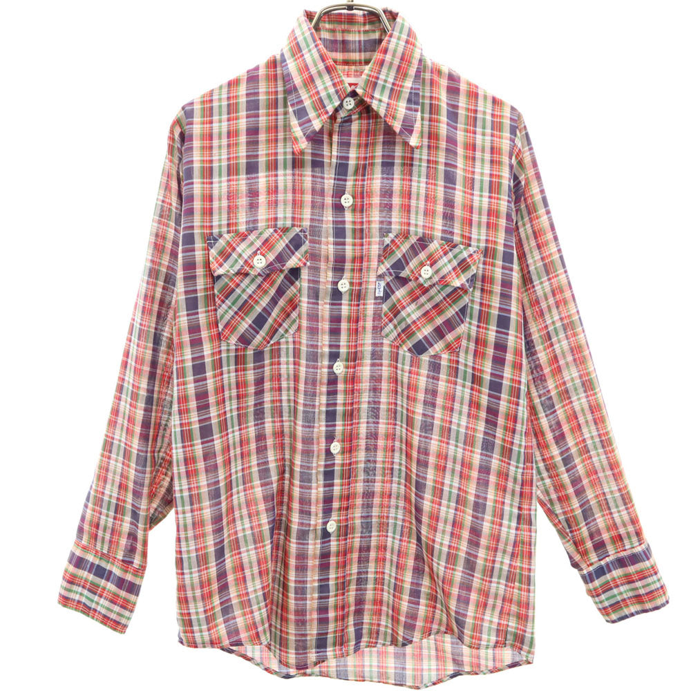 Levi's リーバイス 70s USA製 ヴィンテージ サドルマン チェック柄 長袖 シャツ レッド 他 メンズ