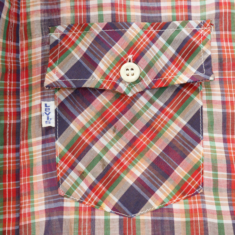 Levi's リーバイス 70s USA製 ヴィンテージ サドルマン チェック柄 長袖 シャツ レッド 他 メンズ