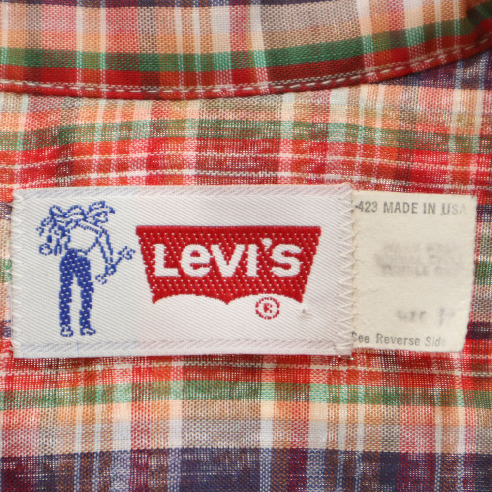 Levi's リーバイス 70s USA製 ヴィンテージ サドルマン チェック柄 長袖 シャツ レッド 他 メンズ