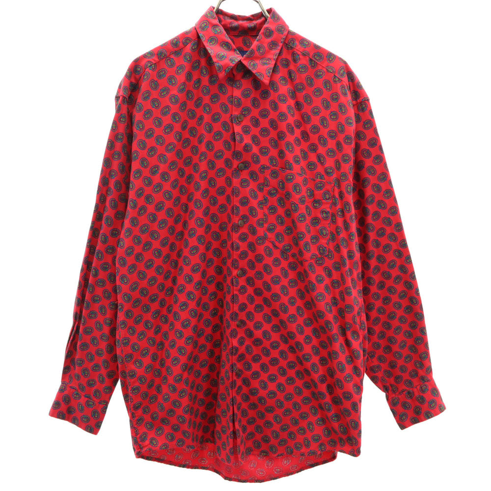 GAP ギャップ 90s オールド 紺タグ ペイズリー柄 長袖 シャツ S レッド メンズ
