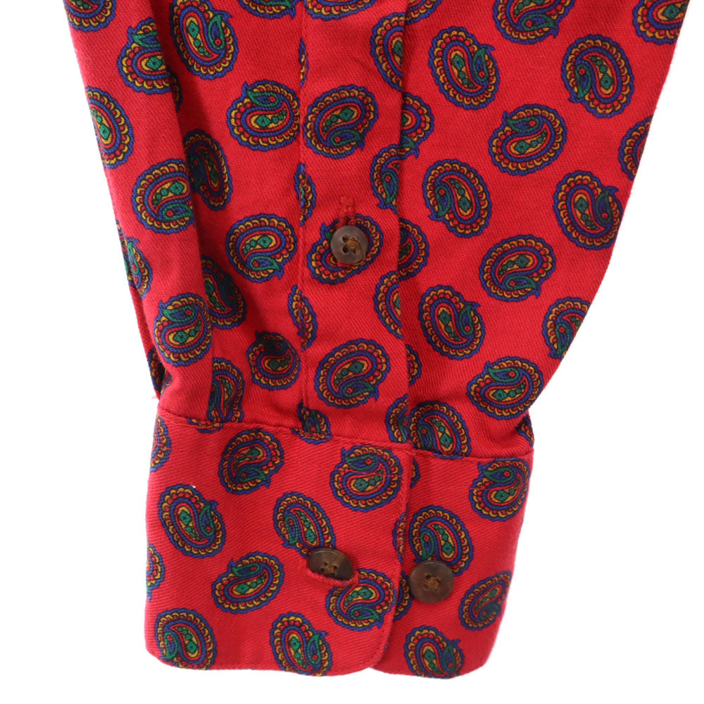 GAP ギャップ 90s オールド 紺タグ ペイズリー柄 長袖 シャツ S レッド メンズ