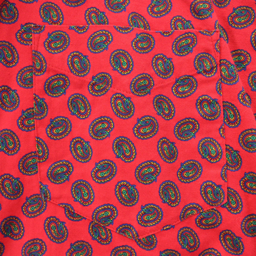 GAP ギャップ 90s オールド 紺タグ ペイズリー柄 長袖 シャツ S レッド メンズ