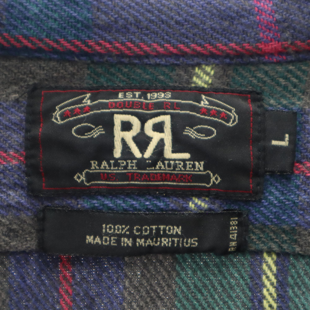 RRL 90s 初期タグ 赤3星 オールド チェック柄 長袖 ネルシャツ L グリーン 他 ダブルアールエル RALPH LAUREN ラルフローレン メンズ