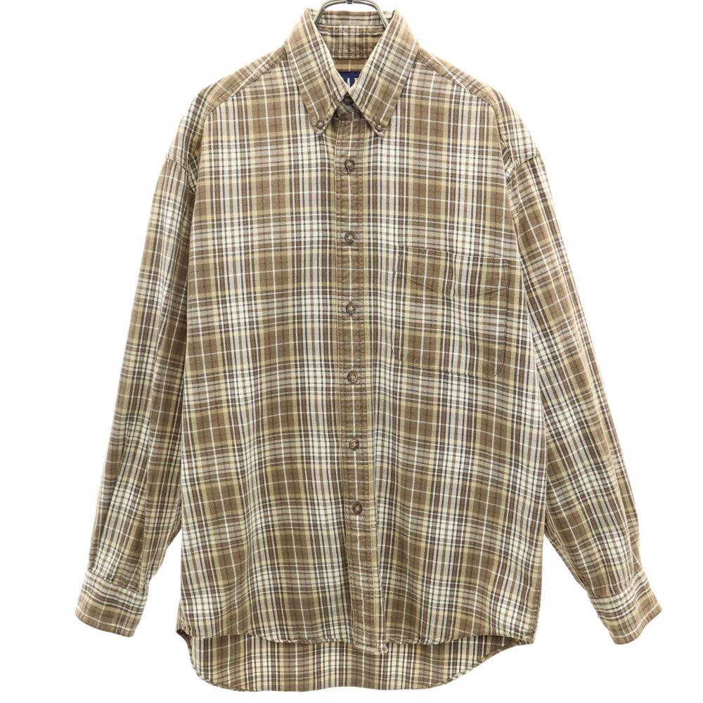 GAP ギャップ 90s オールド チェック柄 長袖 ボタンダウンシャツ S ブラウン 他 メンズ