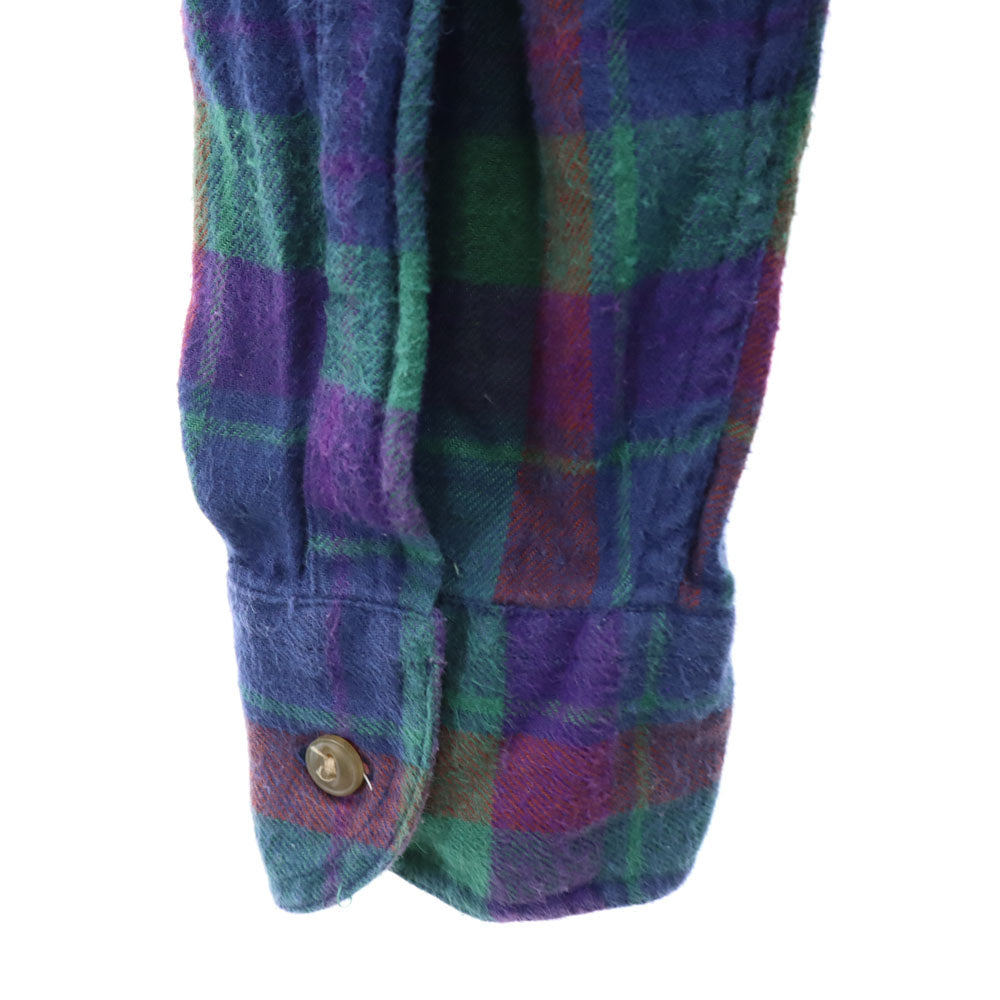 RALPH LAUREN ラルフローレン 80s ヴィンテージ チャップス チェック柄 長袖 ボタンダウンシャツ M ネイビー系 フランネル メンズ