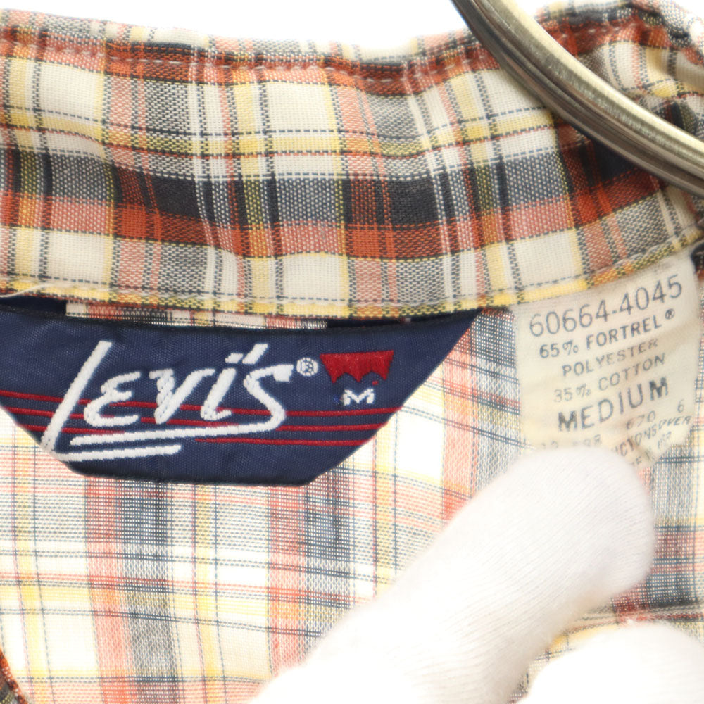 Levi's リーバイス 70s ヴィンテージ チェック柄 長袖 シャツ M ブラウン系 メンズ