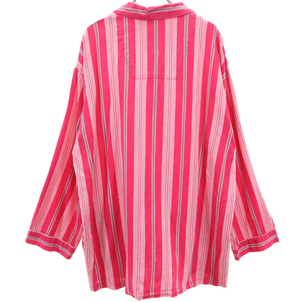 イヴサンローラン 90s 日本製 オールド ストライプ柄 長袖 ルームウェア L ピンク YVES SAINT LAURENT シャツ メンズ